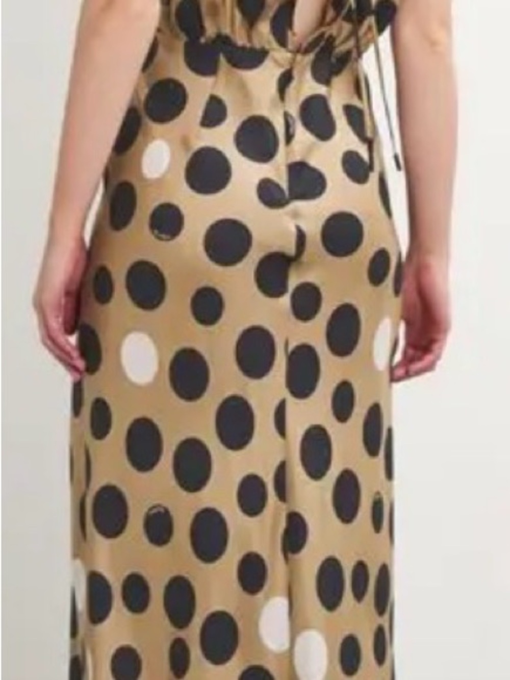MaxMara Tan Maxi Dress with Black Polka Dots - Picture 3 of 7
